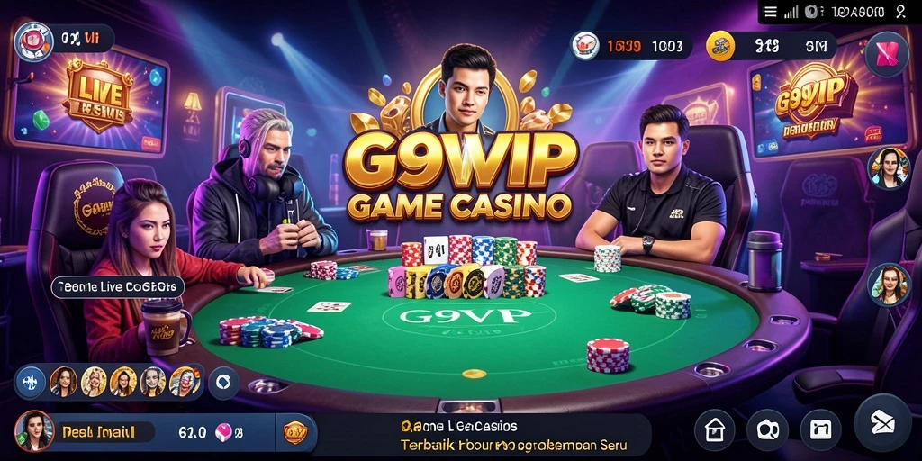 Tampilan screenshot G9VIP menunjukkan dealer langsung di meja permainan.