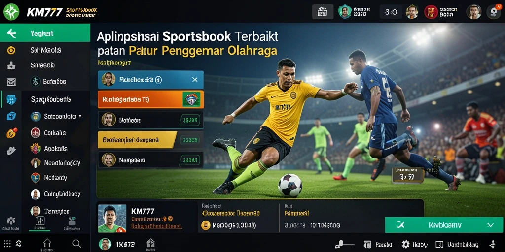 Tampilan utama KM777 menampilkan pilihan taruhan olahraga yang beragam.