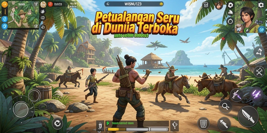 Gameplay WISNU123 yang menampilkan eksplorasi dunia terbuka yang luas.